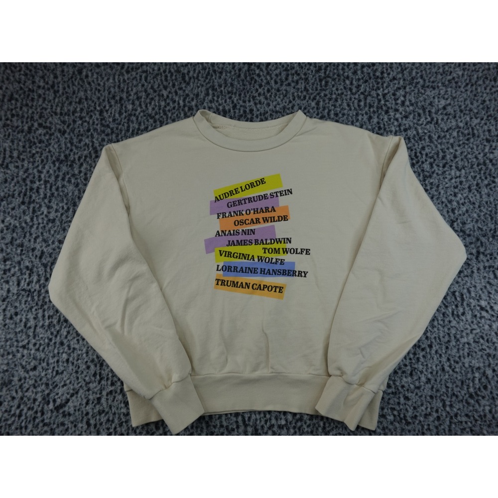 ModCloth Sweatshirt Womens‎ Small Beige Literary Authors Graphic Crewneck